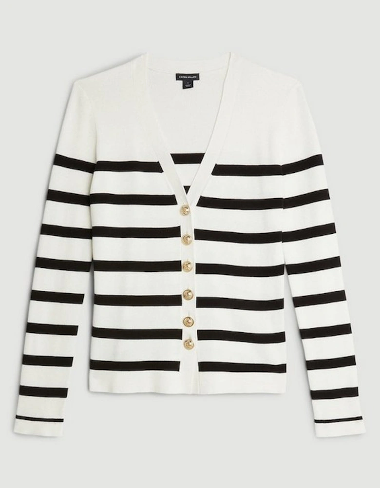 Viscose Blend Knit Stripe Cardigan