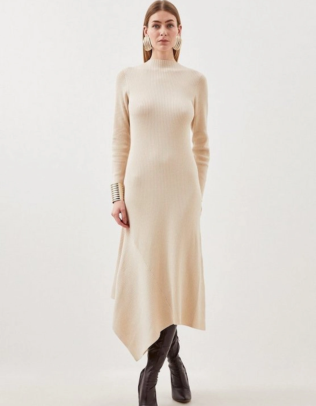 Viscose Blend Rib Knit Midaxi Dress, 5 of 4