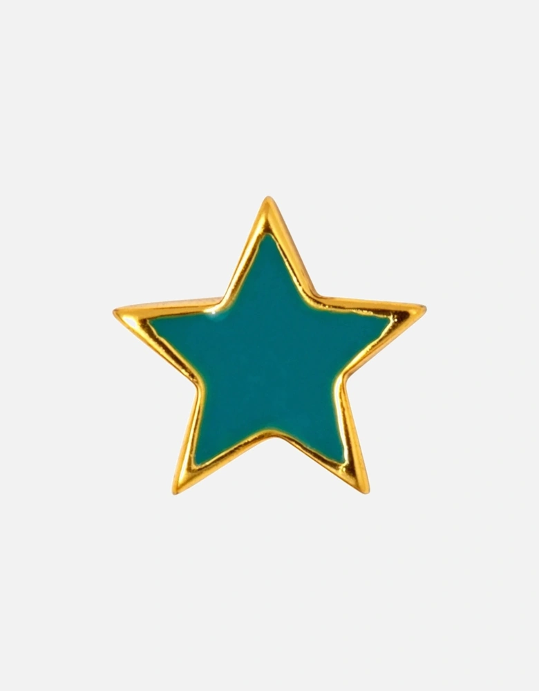 Gold star earring in petrol