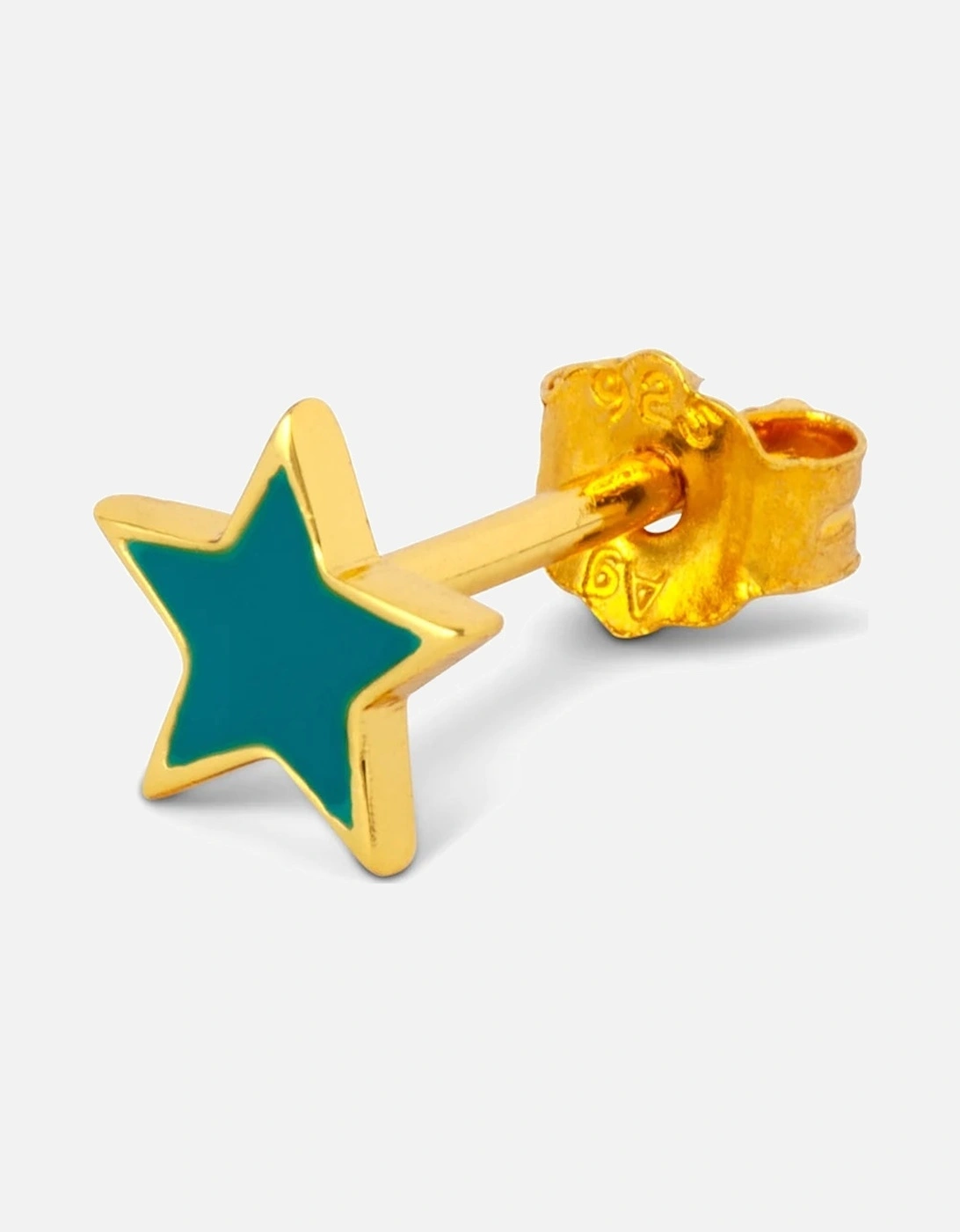 Gold star earring in petrol