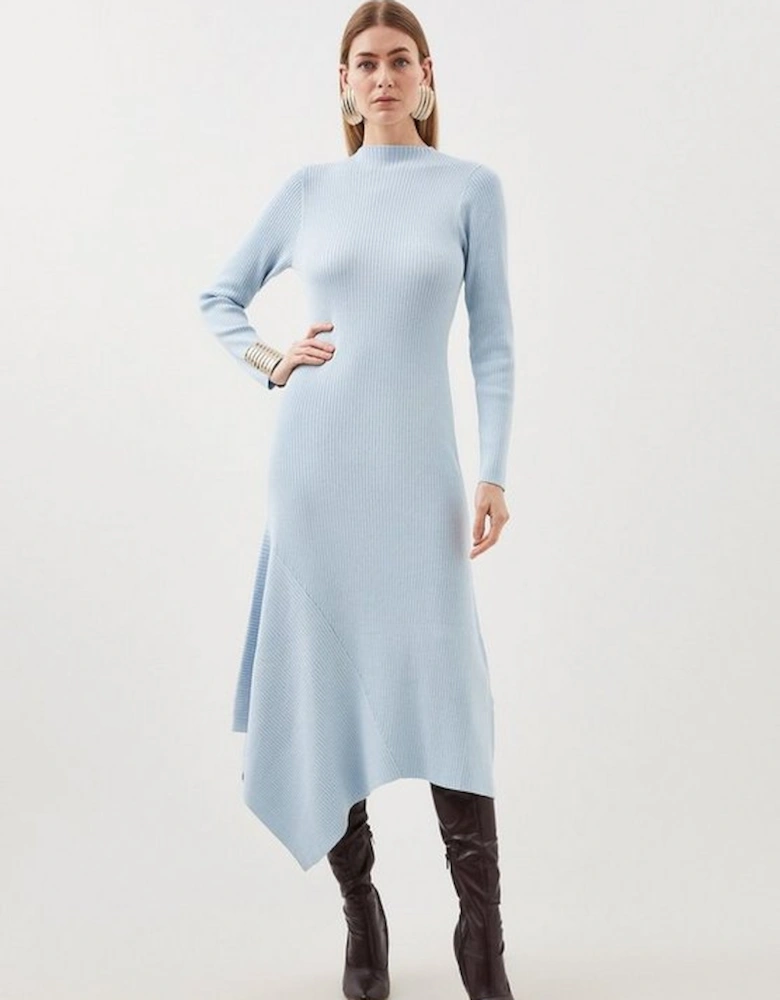 Viscose Blend Rib Knit Midaxi Dress