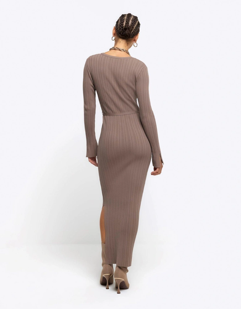 Slit Detail Maxi Dress - Beige