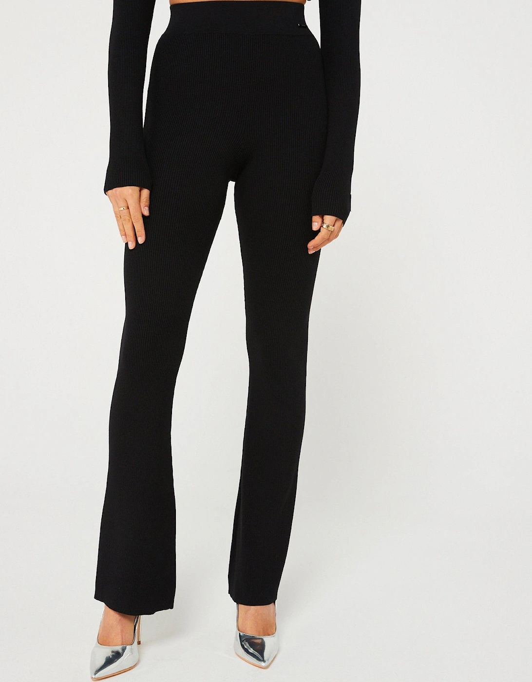 Iconic Rib Knitted Flared Trouser - Black, 3 of 2