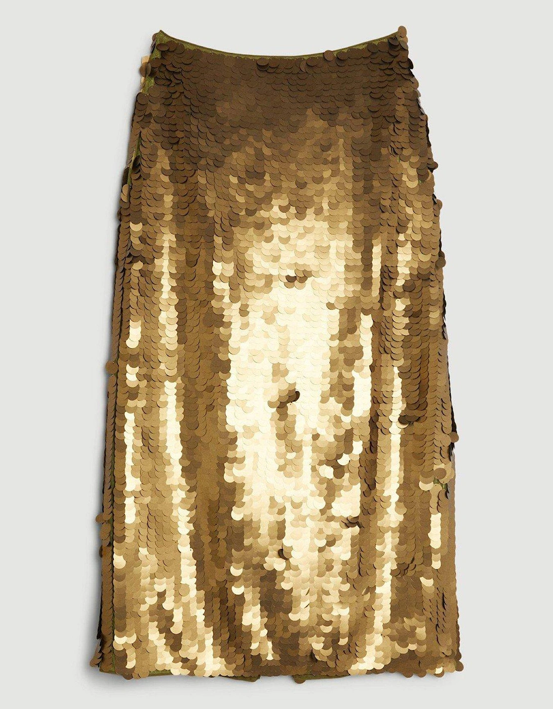 Metallic Matte Sequin Midi Skirt - Gold