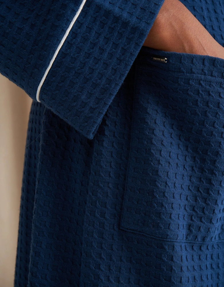 Luxury Suite Waffle Robe in Marine Blue