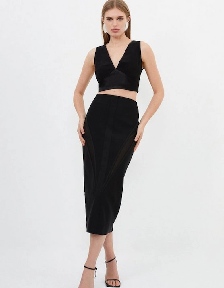 Figure Form Bandage Knit Midi Skirt