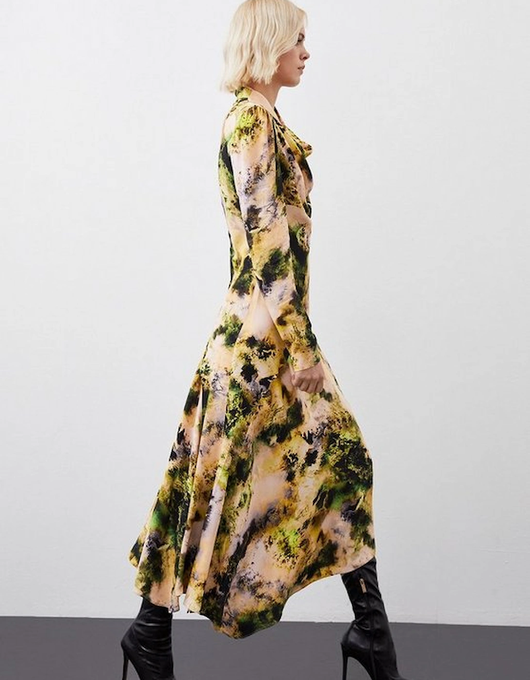 Abstract Print Viscose Satin Asymmetric Woven Maxi Dress, 5 of 4