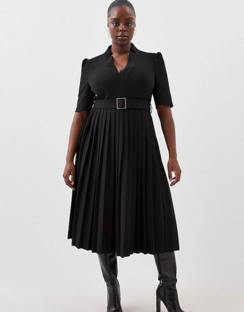 Plus Size Structured Crepe Forever Pleat Dress