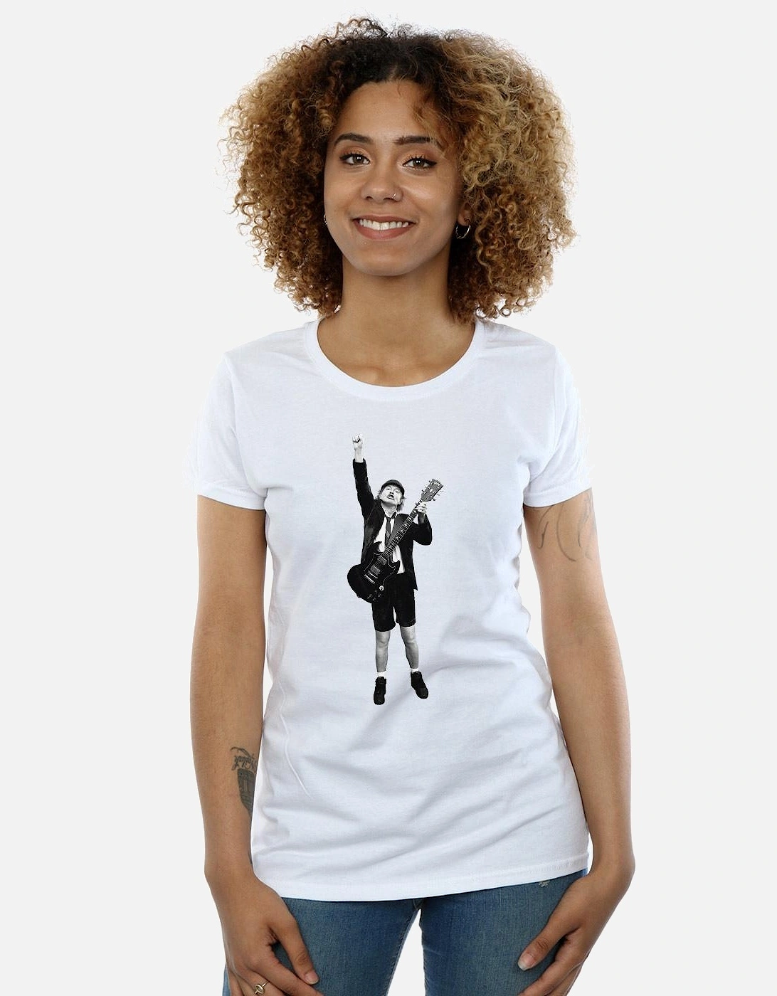Womens/Ladies Angus Young Cut Out Cotton T-Shirt