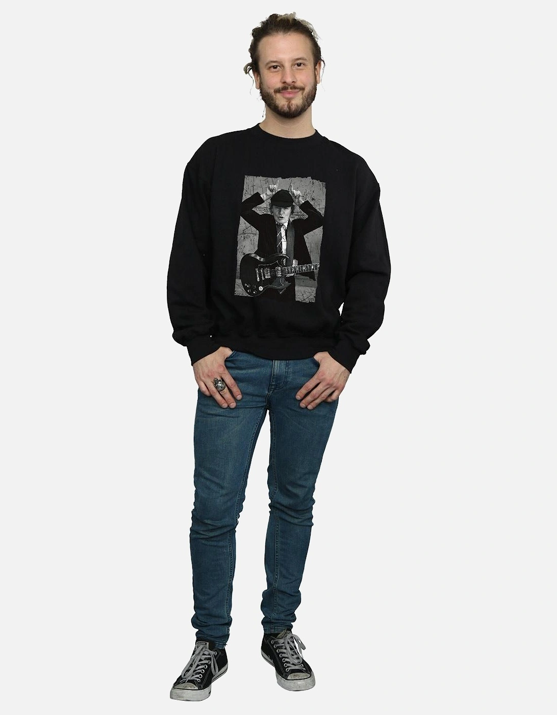 Mens Angus Young Distressed Photo Sweatshirt