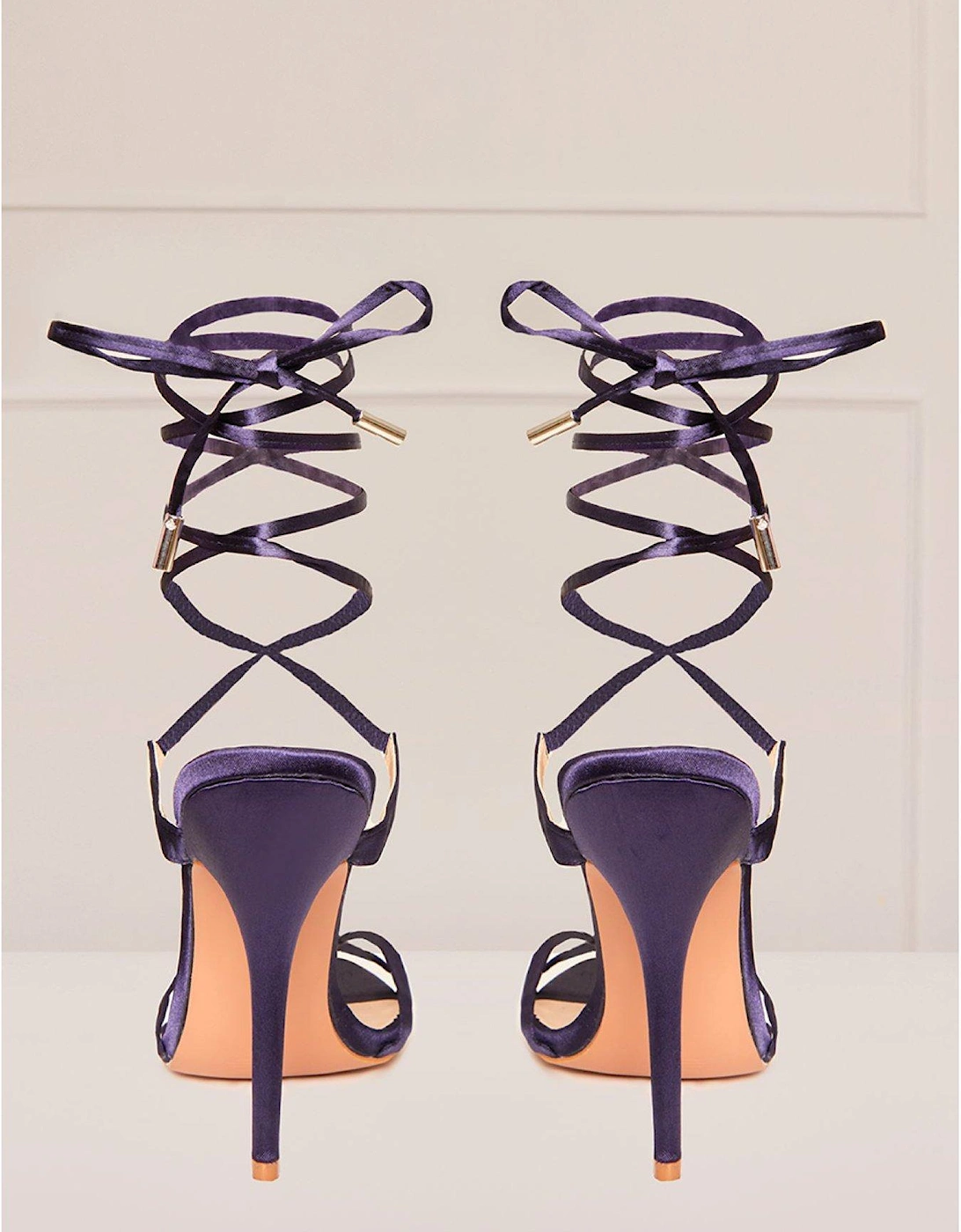 High Heel Lace Up Sandal In Navy