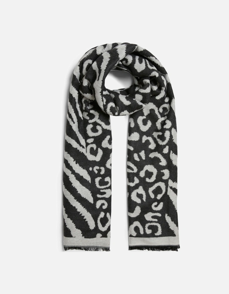 Leopard-Zebra Print Scarf Black-Grey