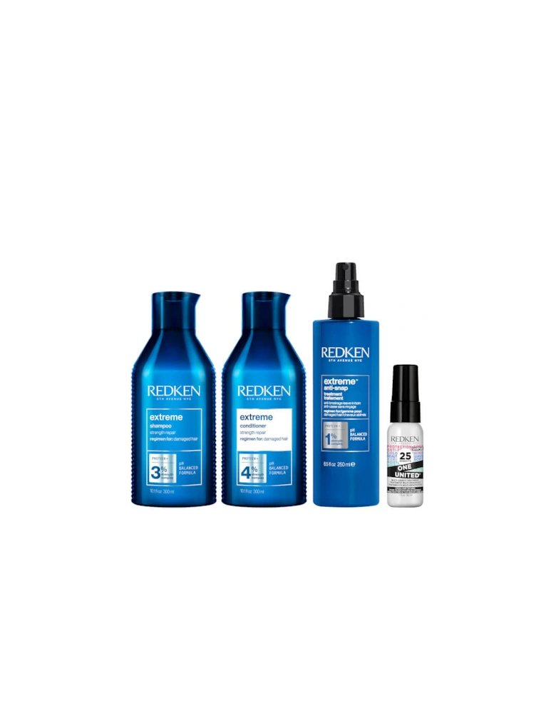 Extreme Shampoo 300ml, Conditioner 300ml, Anti Snap 250ml and One United 30ml Bundle for Damaged Hair (Worth £76.32)