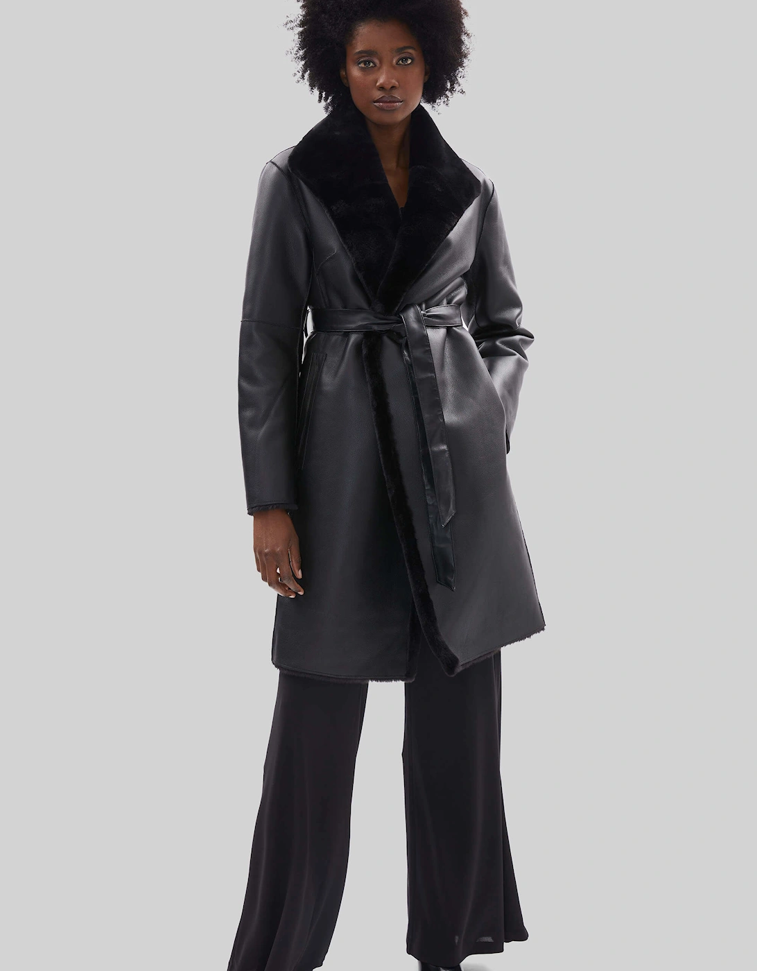Faux Fur Wrap Reversible Coat Black, 7 of 6