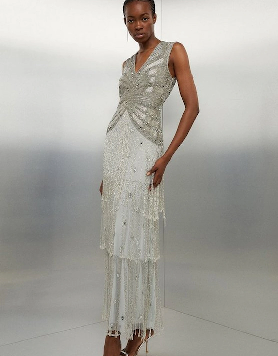 Tall Embellished Beaded Woven Maxi Dress, 5 of 4