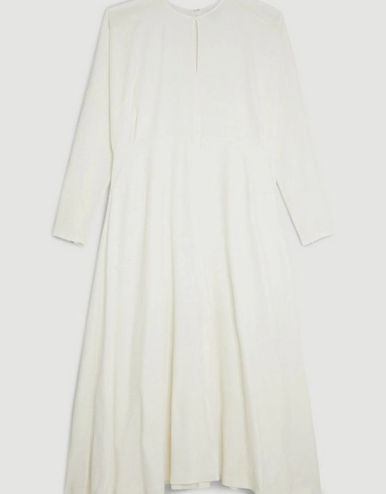 Plus Size Premium Viscose Crepe Long Sleeve Woven Midi Dress