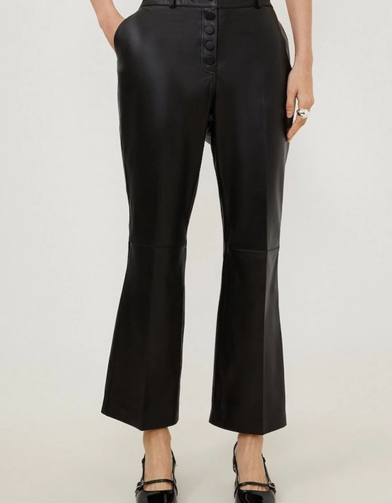 Leather Button Fly Detail Skinny Trousers