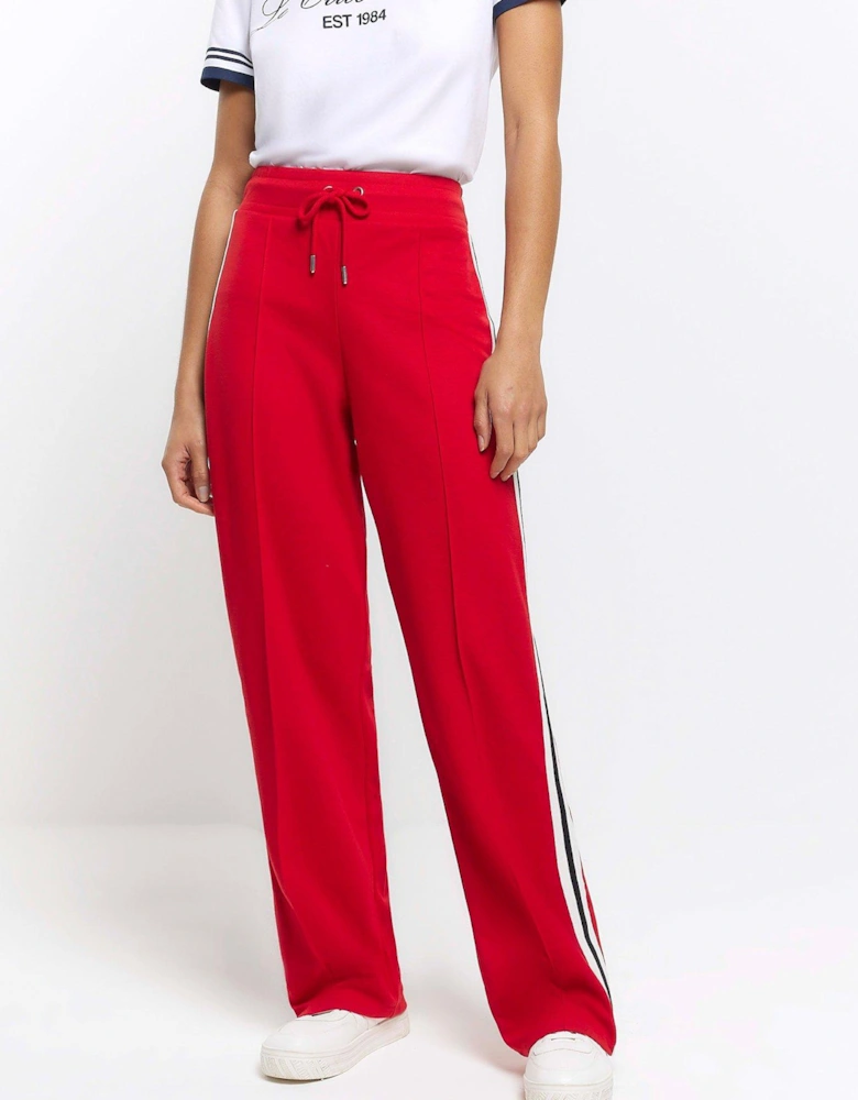 Wide Leg Striped Jogger - Red