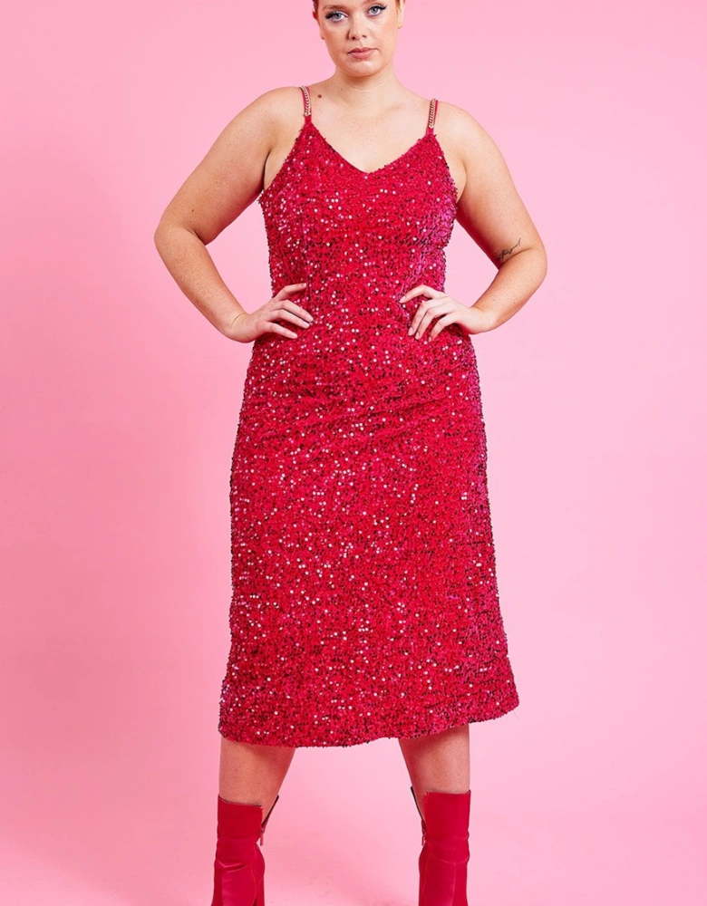 Pink Maxi Sequin Cami Dress