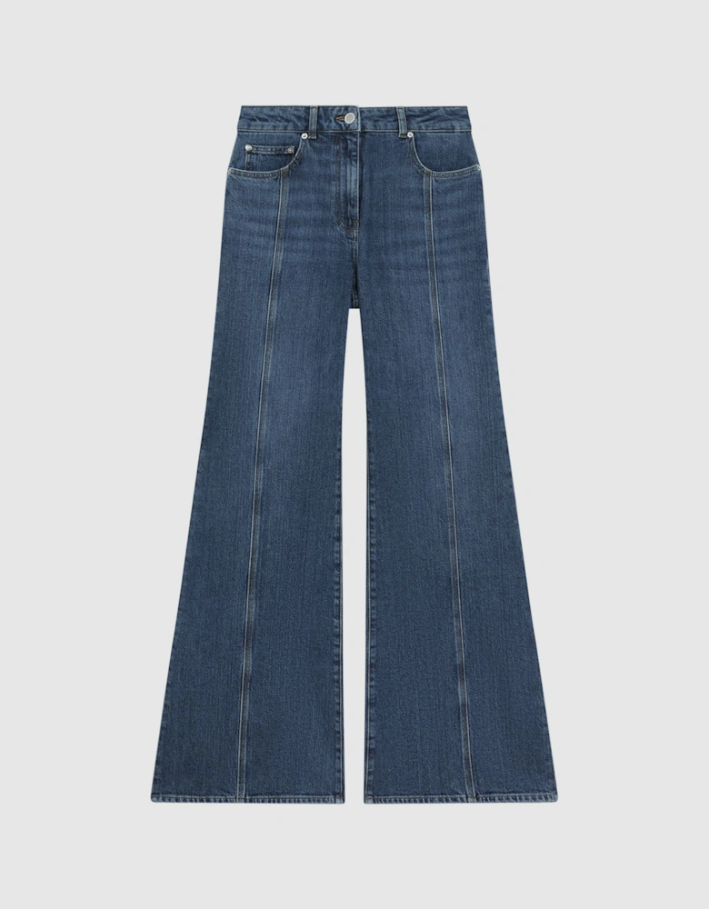 Flared Front Seam Jeans