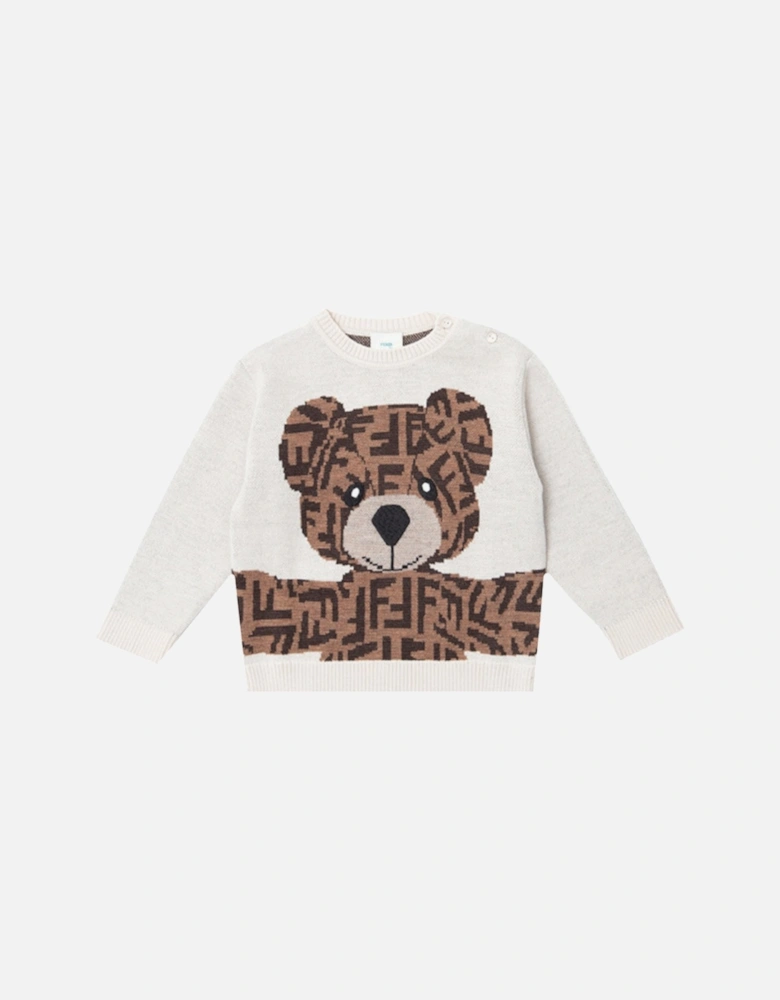 Baby Unisex Teddy Bear Sweater Beige