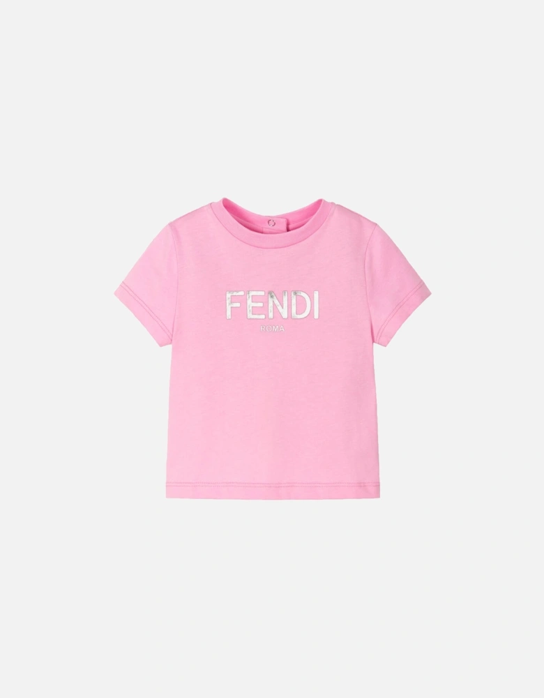 Baby Girls Logo Print T-shirt Pink