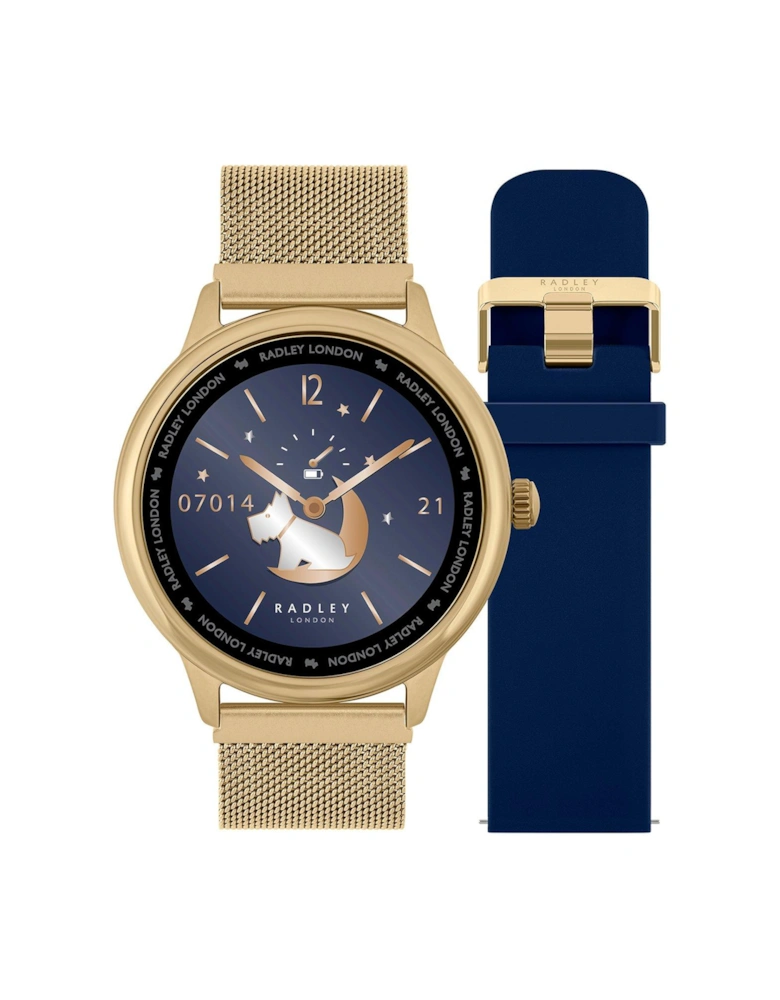 Series 19 Smart Calling Watch with interchangeable Cobweb Gold Mesh and Ink Silicone Straps