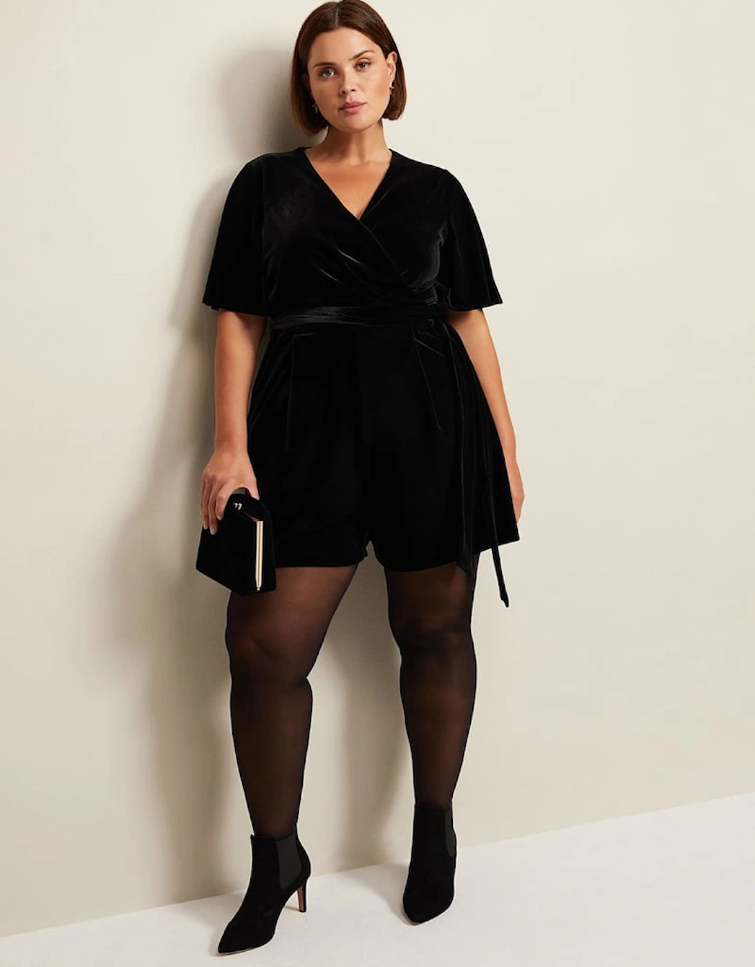 Holly Black Velvet Playsuit