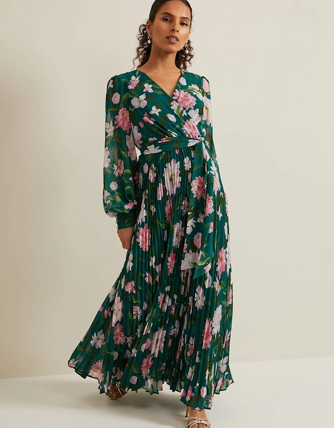 Petite Rosa Floral Pleat Maxi Dress, 7 of 6