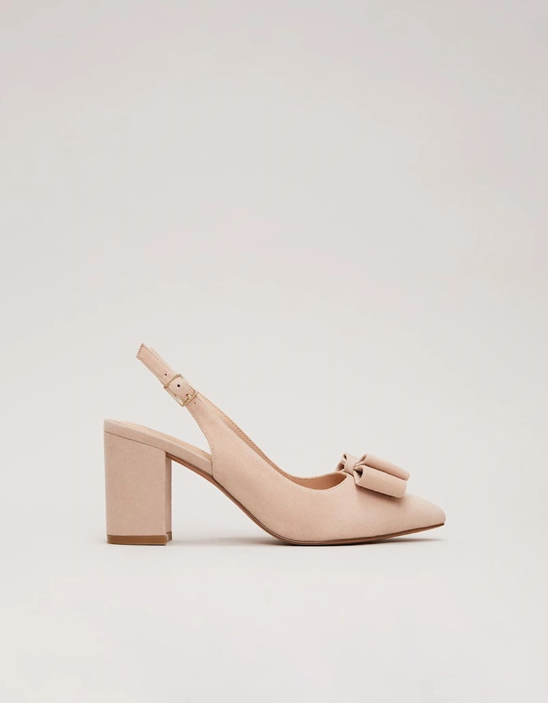 Bow Front Slingback Block Heel Shoes, 2 of 1
