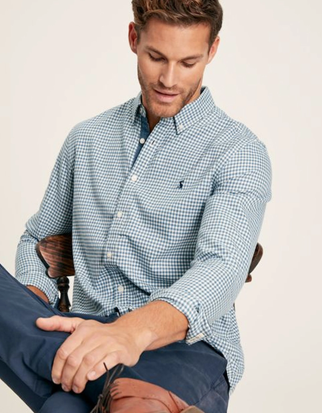 Men's Fletcher Long Sleeve Classic Fit Shirt Blue Gingham