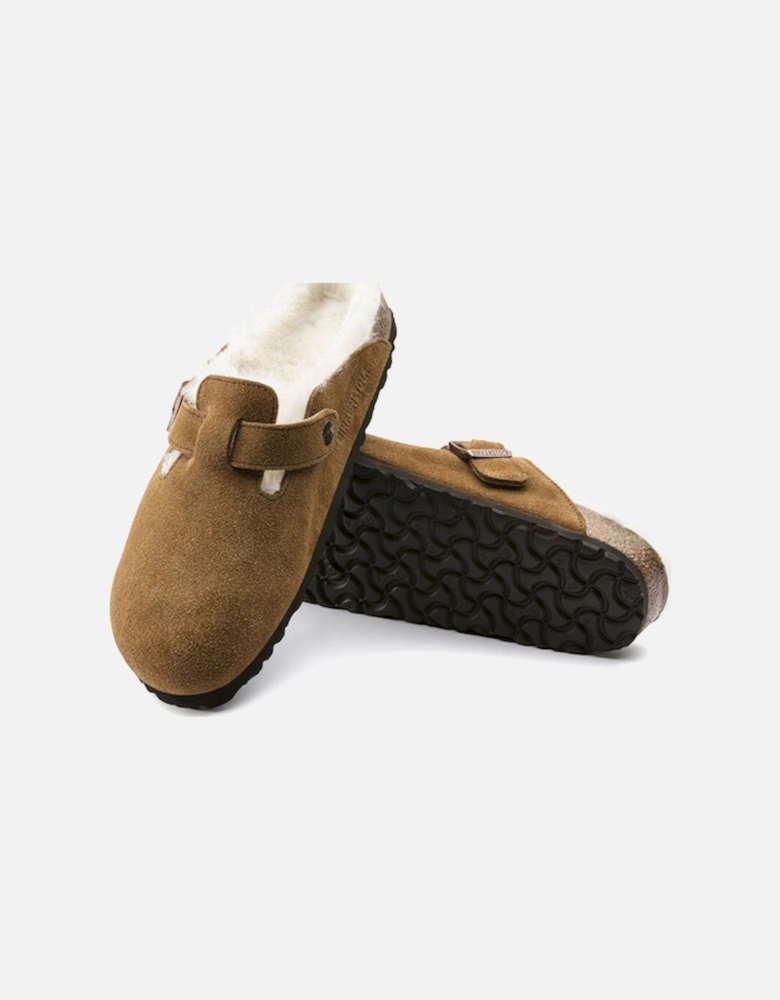 Shearling Suede Leather Clogs Mink