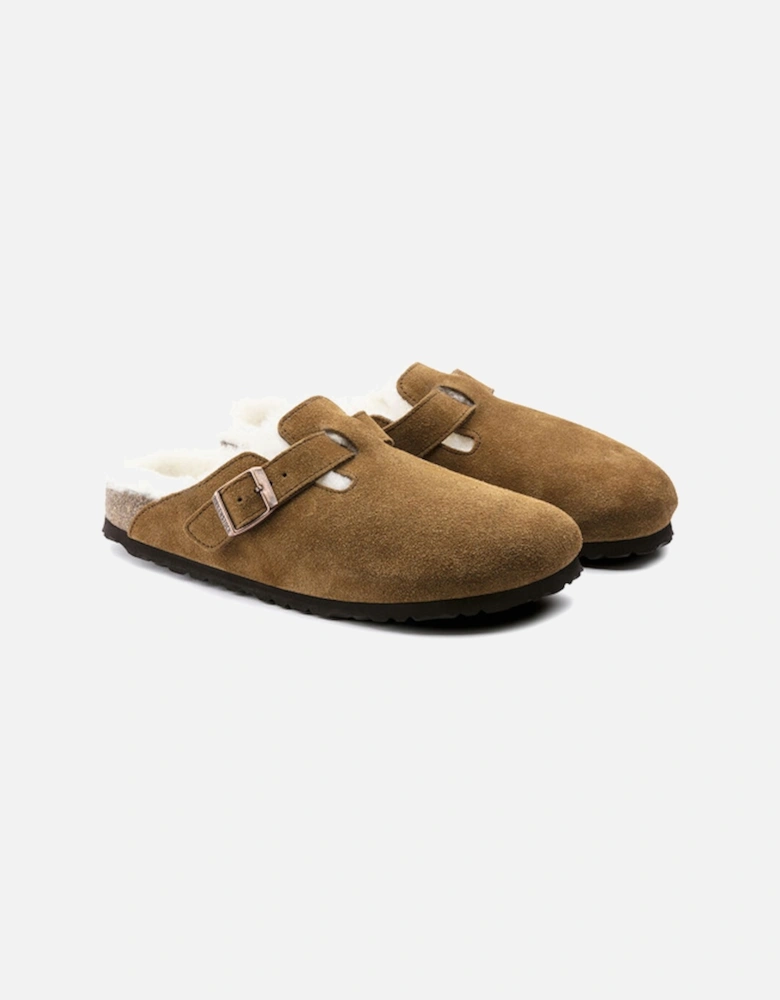 Shearling Suede Leather Clogs Mink