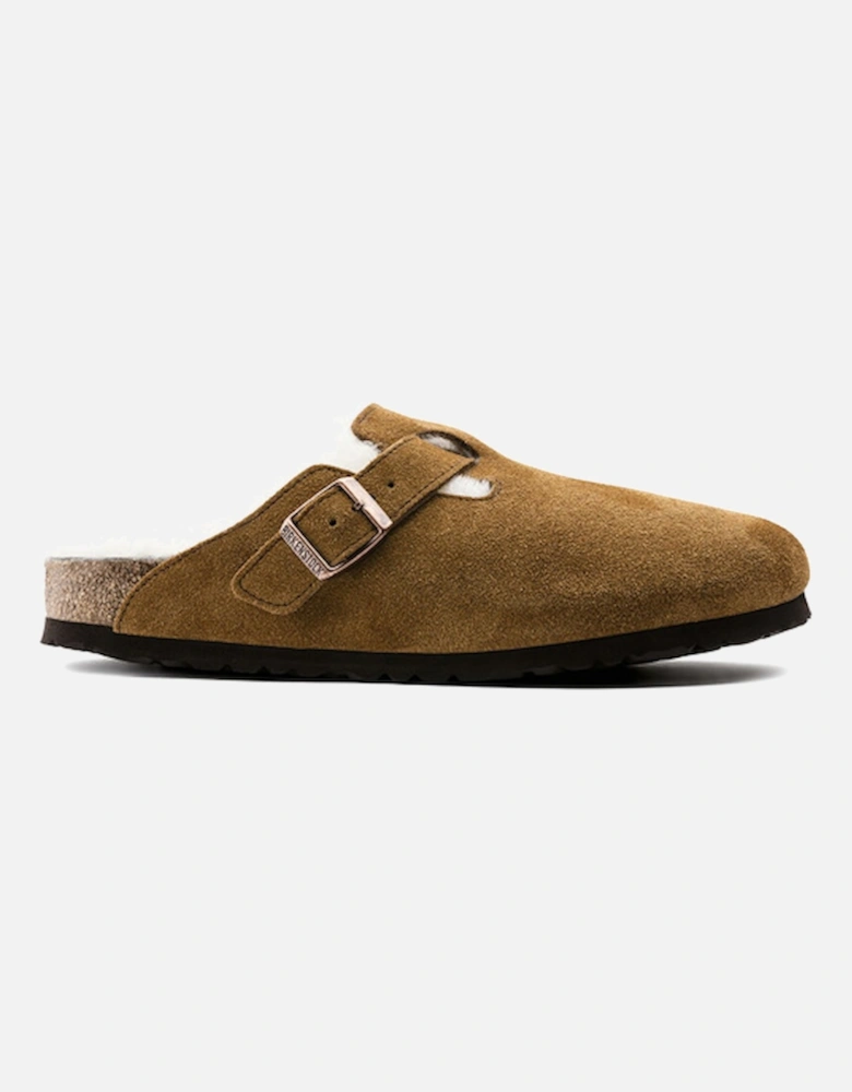 Shearling Suede Leather Clogs Mink