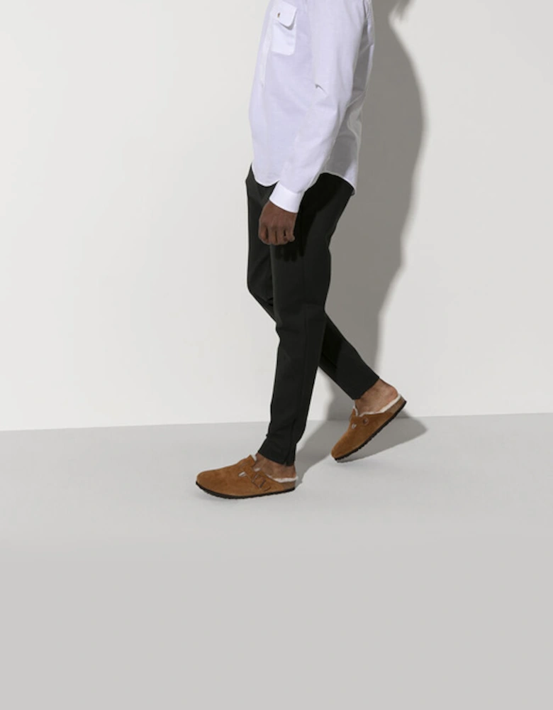 Shearling Suede Leather Clogs Mink