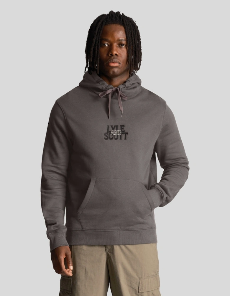 Lyle & Scott Embroidered Logo Gunmetal Pull-over Hoodie