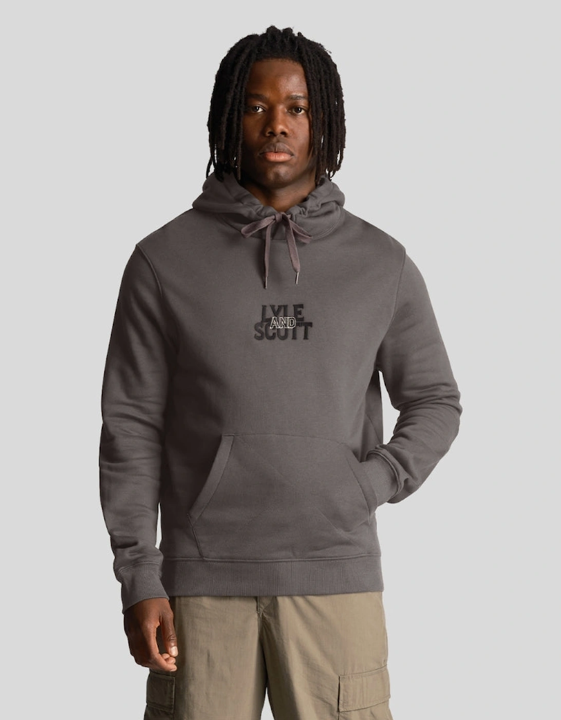 Lyle & Scott Embroidered Logo Gunmetal Pull-over Hoodie, 5 of 4