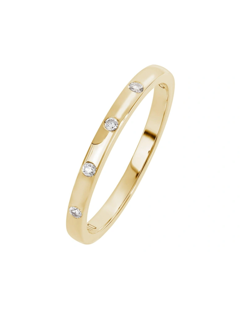 9ct Yellow Gold 2mm Bezel Set Diamond Eternity Band Ring