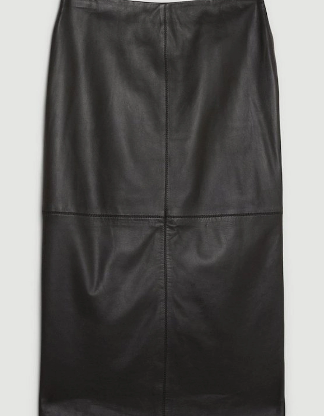 Leather Panel Pencil Midi Skirt