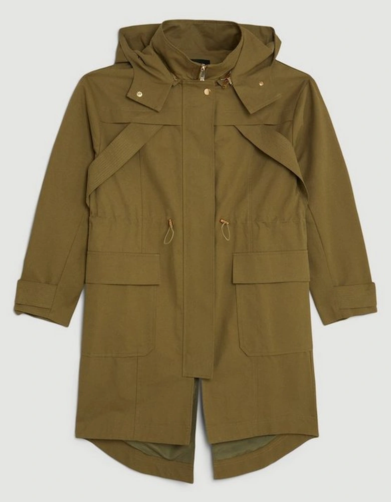 Cotton Longline Hooded Parka Coat