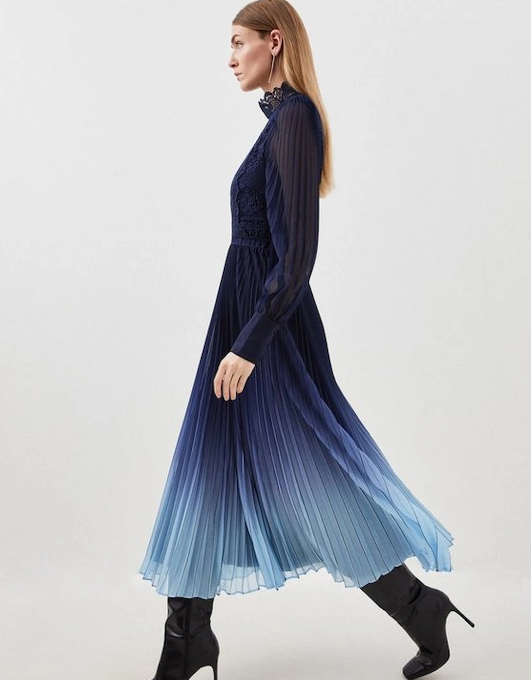 Long Sleeve Ombre Guipure Lace Maxi Dress, 5 of 4