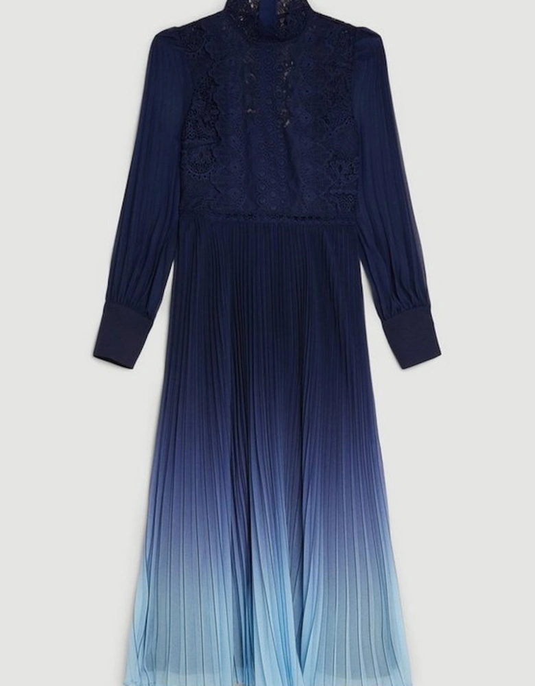 Long Sleeve Ombre Guipure Lace Maxi Dress