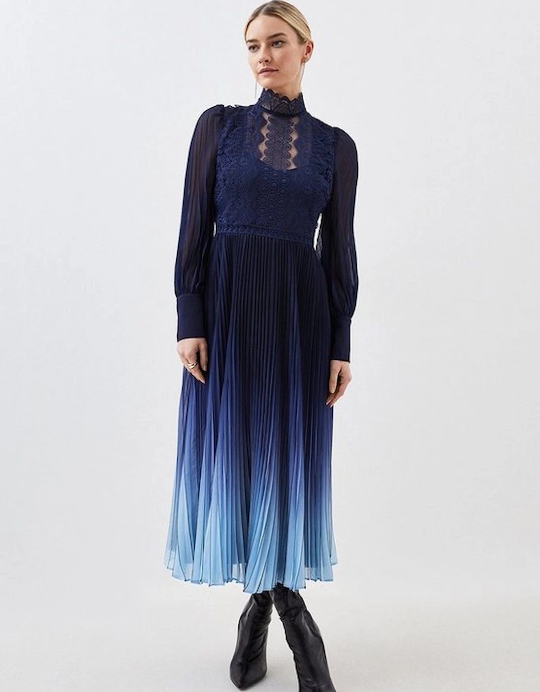 Petite Long Sleeve Ombre Guipure Lace Maxi Dress, 5 of 4