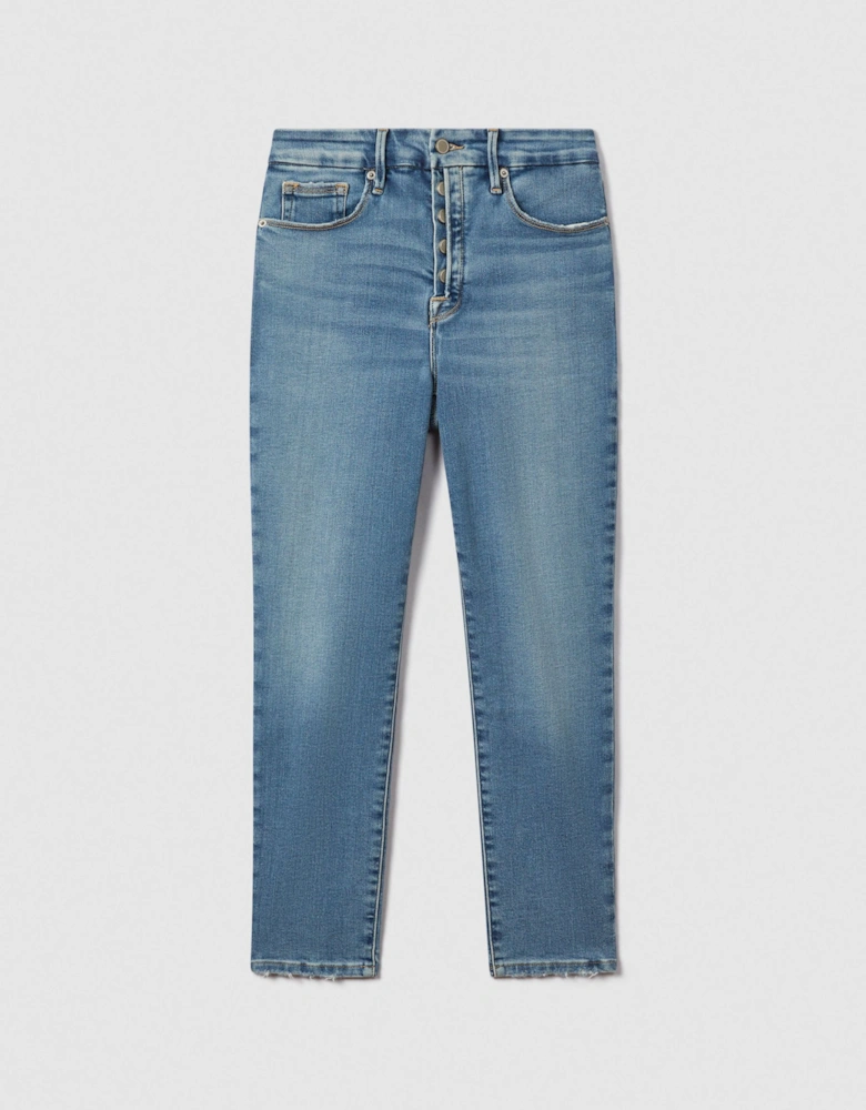 Good American Exposed Button Cropped Skinny Jeans