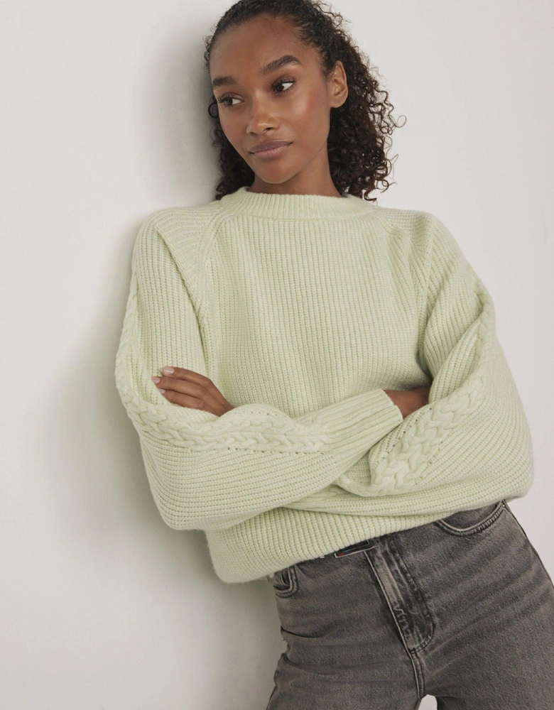 Mint Cable Sleeve Jumper