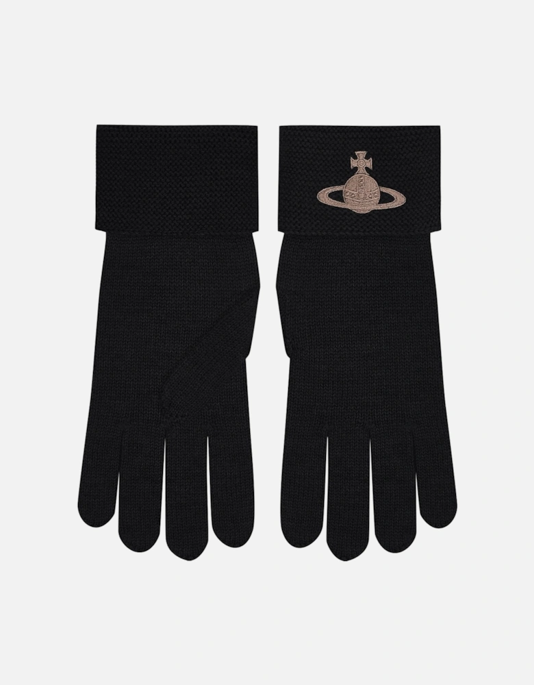 Embroidered Orb Black Gloves