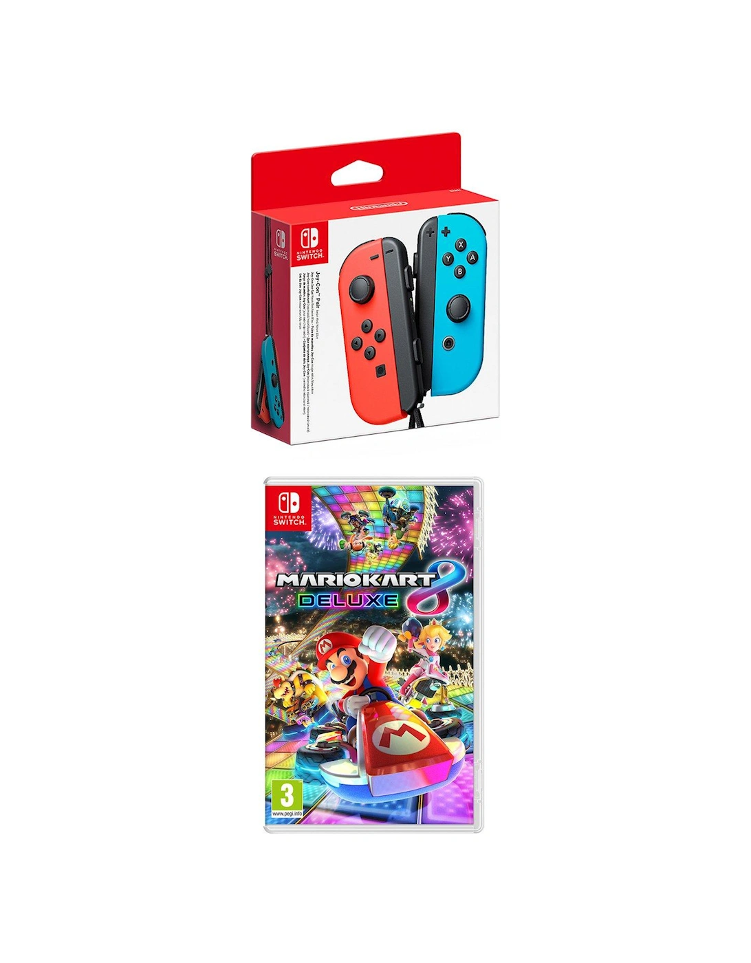 Switch Neon Red / Neon Blue Joy-Con Twin Pack & Mario Kart 8, 2 of 1