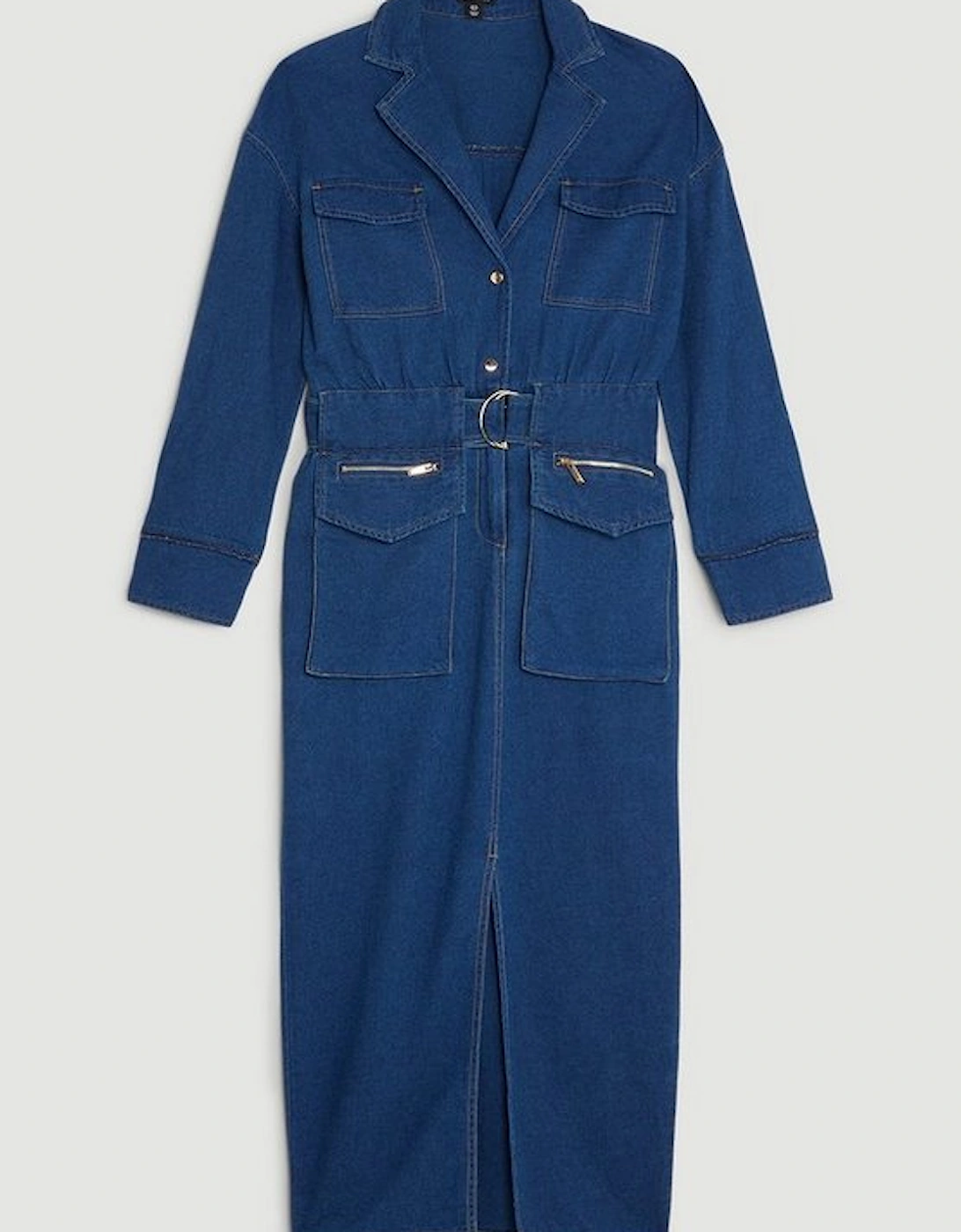 Denim Woven Maxi Shirt Dress