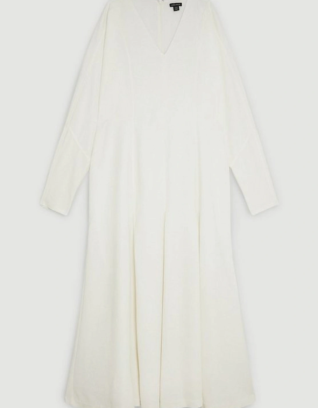 Plus Size Premium Viscose Crepe V Neck Long Sleeve Woven Midi Dress