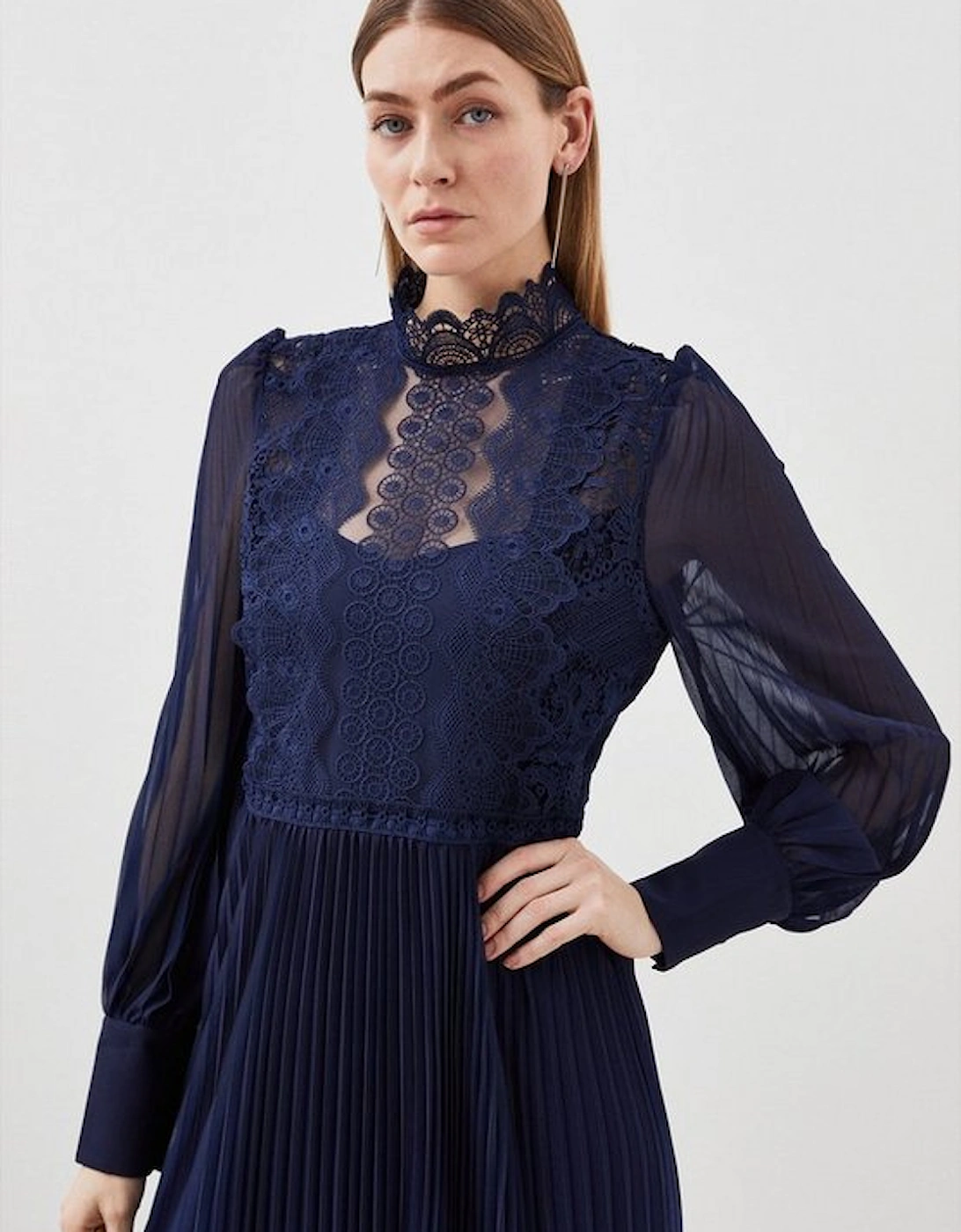 Tall Long Sleeve Ombre Guipure Lace Maxi Dress